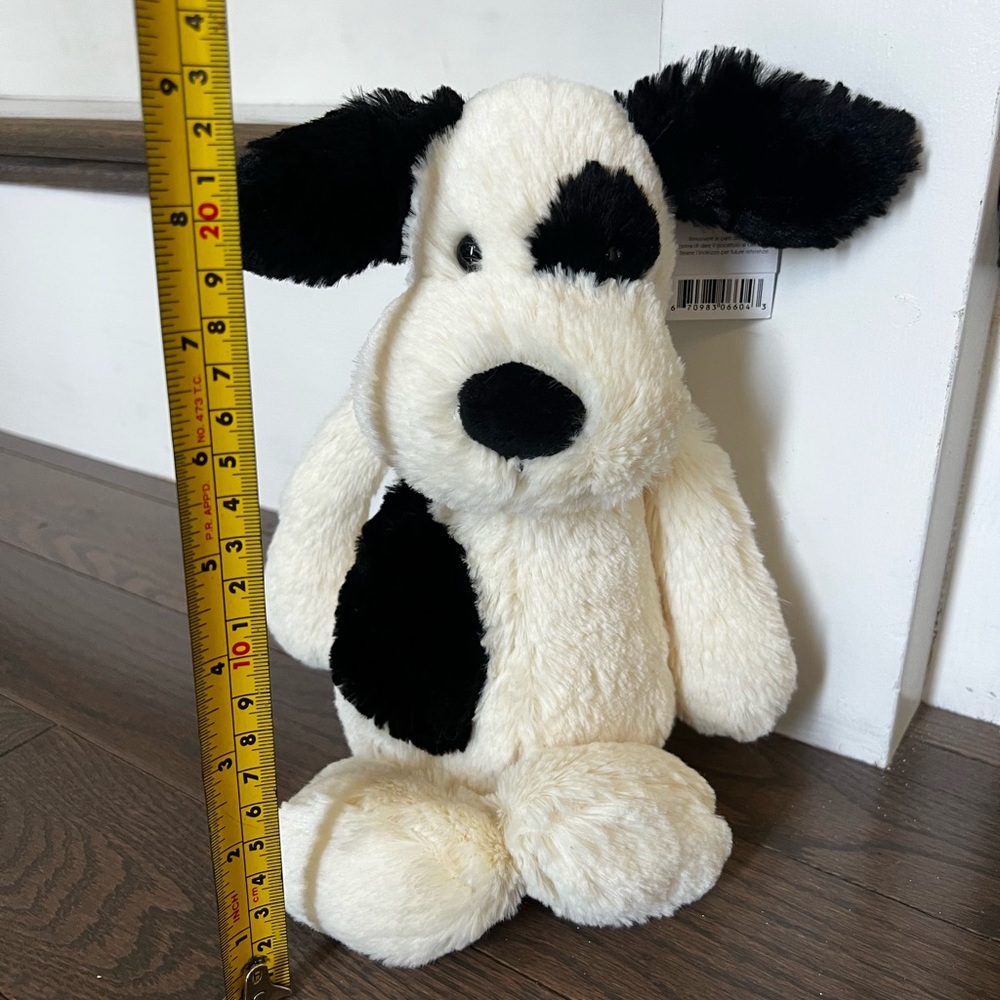 Jellycat Bashful Black & Cream Puppy - Medium 12” - Picture 2 of 12